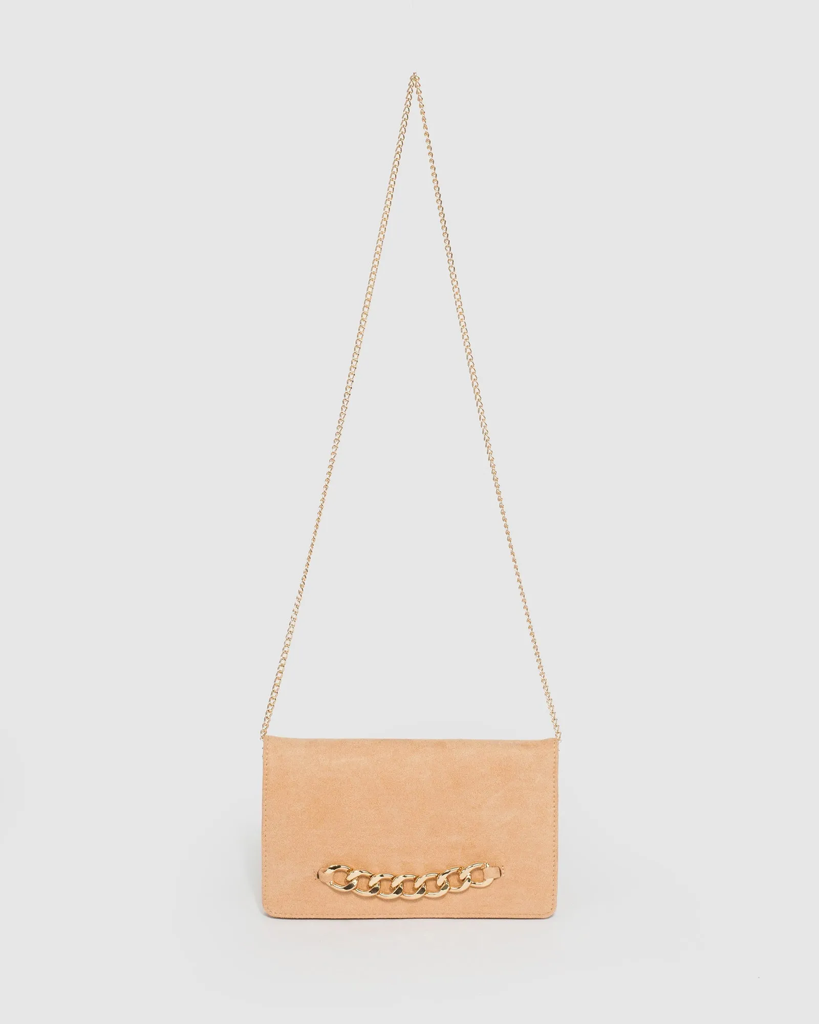 Caramel Veronika Chain Clutch Bag