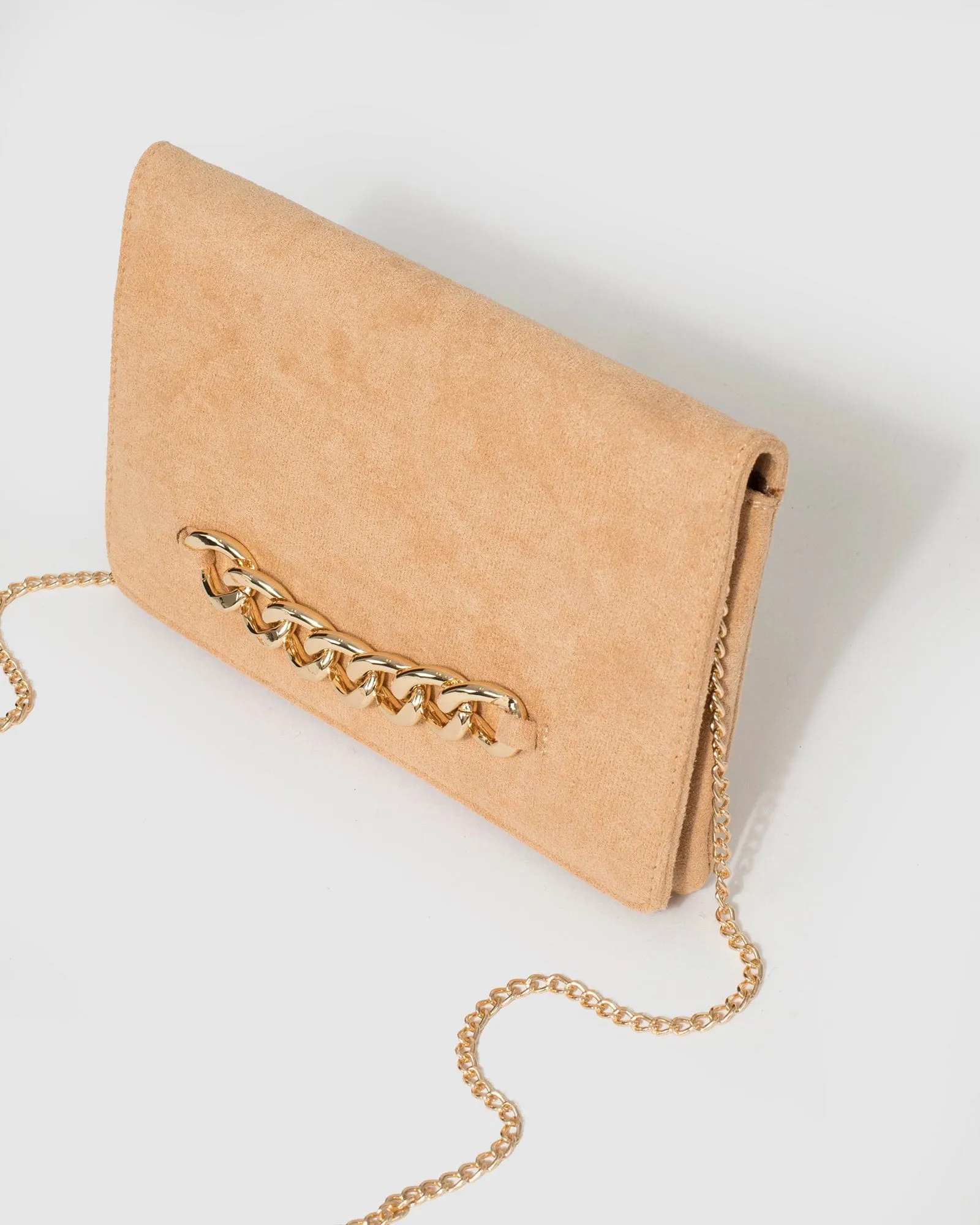 Caramel Veronika Chain Clutch Bag