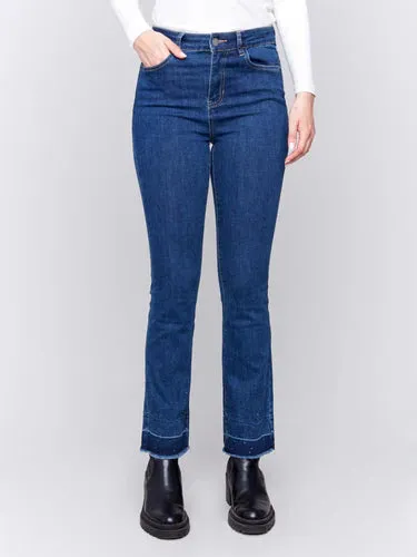 Charlie B Ombre Hem Flare Jeans with Studs