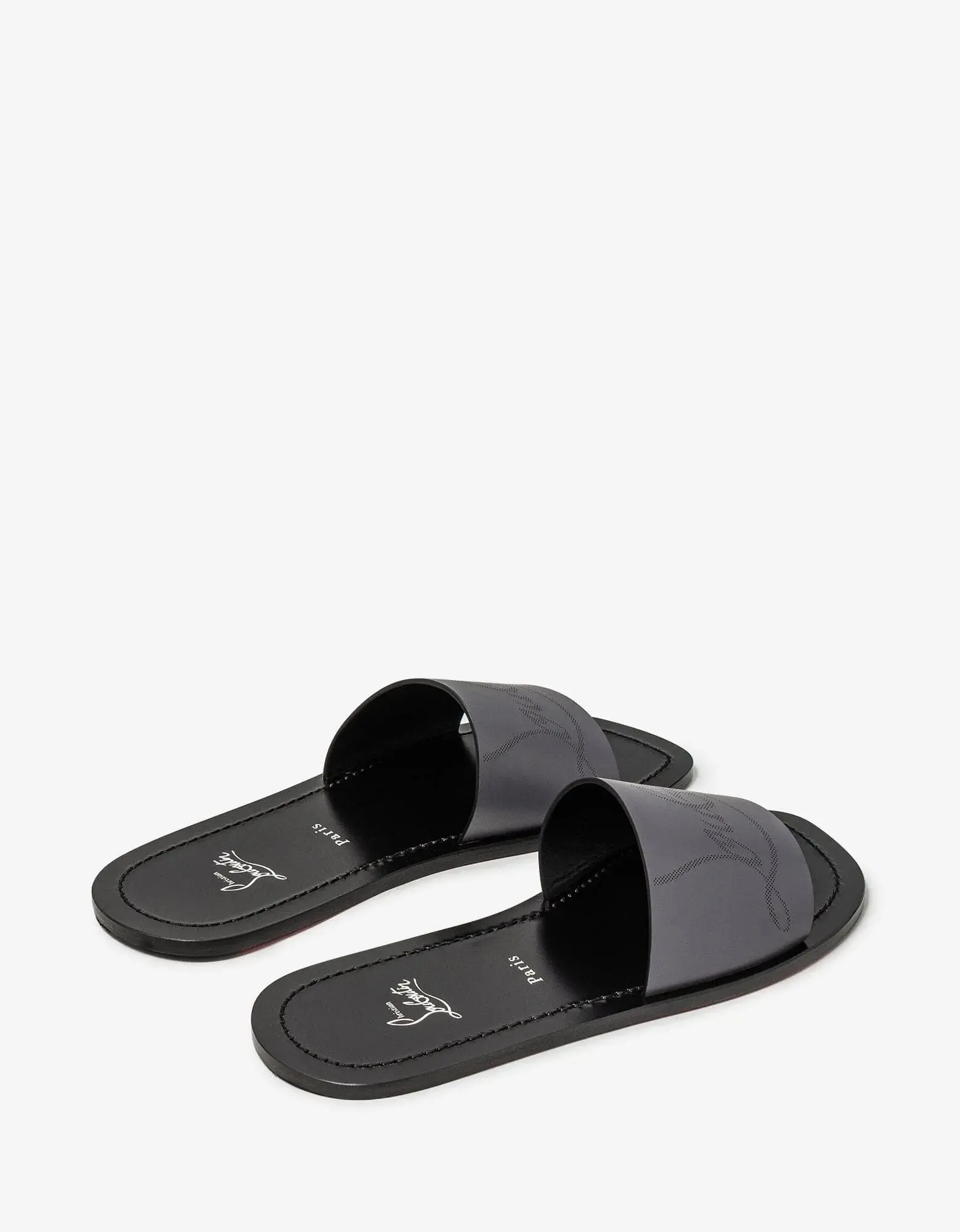 Christian Louboutin Coolraoul Grey Leather Slide Sandals