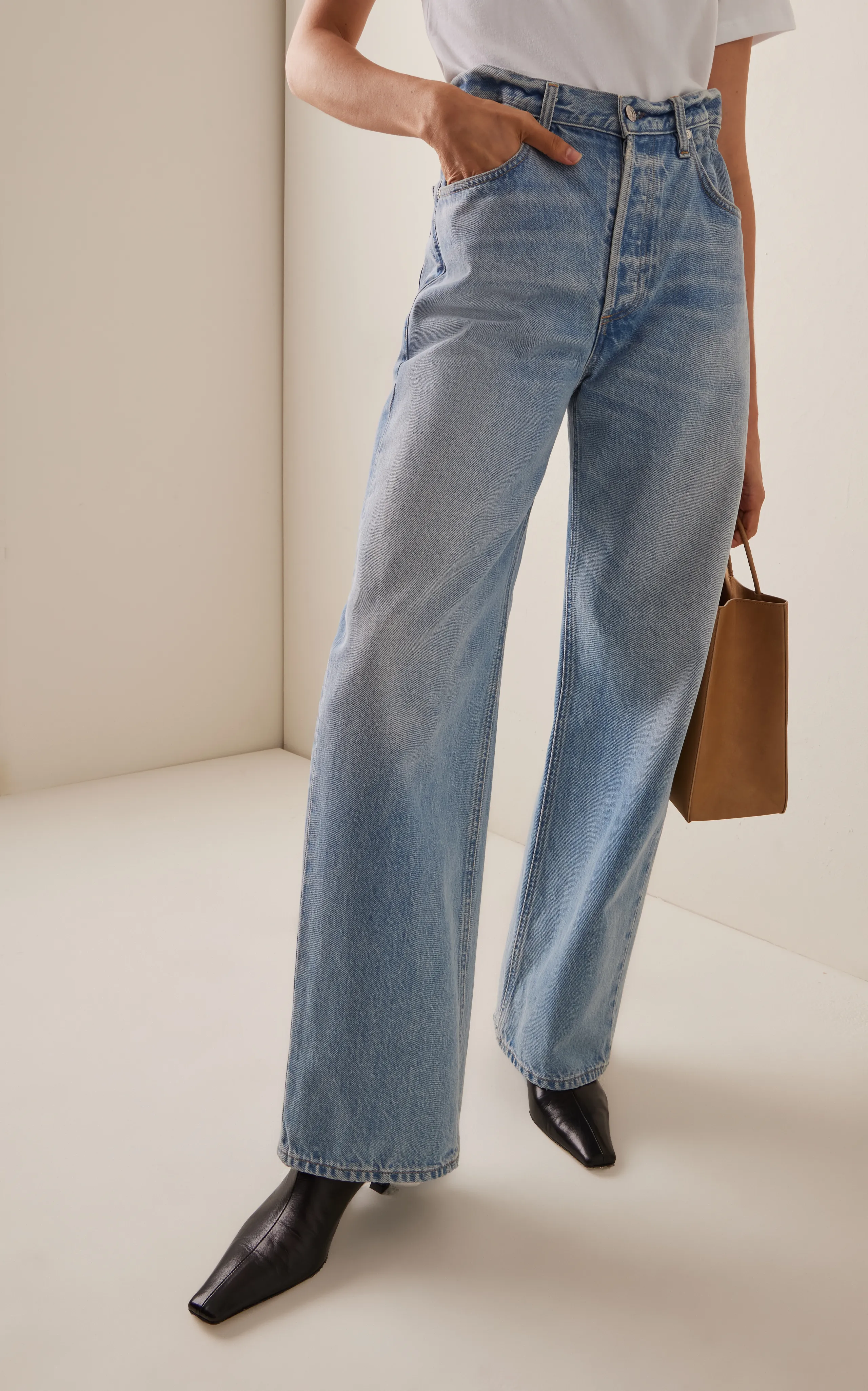 Citizens of Humanity Gwendoline Scrunched Rigid High-Rise Wide-Leg Jeans