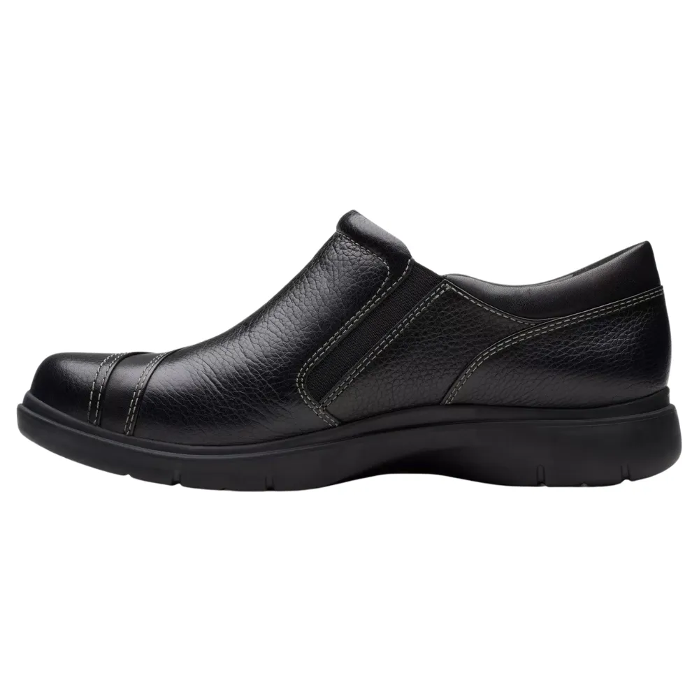 Clarks Certina Pure Black Leather Slip-On (Women's)