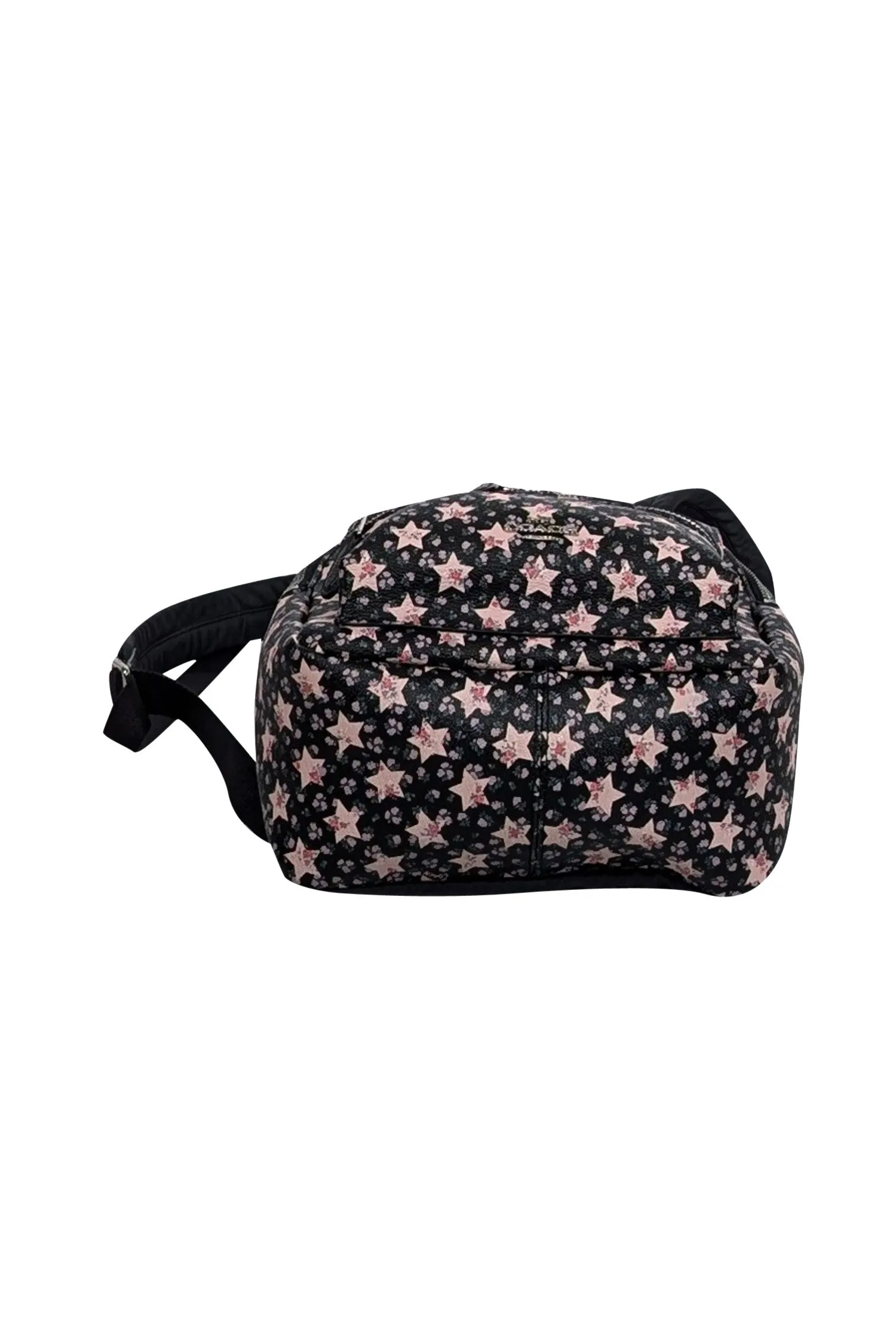 Coach - Black w/ Pink Star Print Coated Canvas Mini Backpack