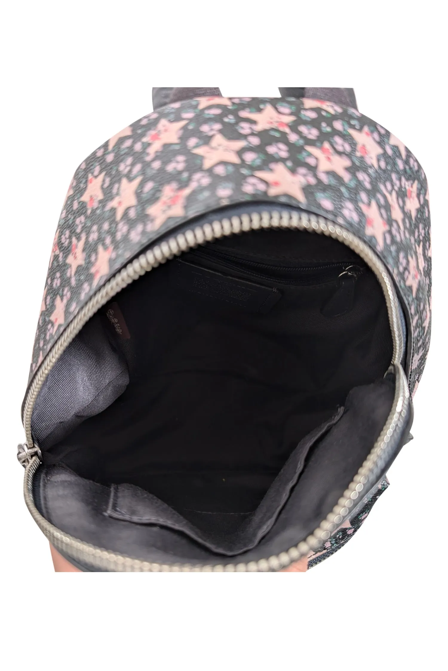 Coach - Black w/ Pink Star Print Coated Canvas Mini Backpack