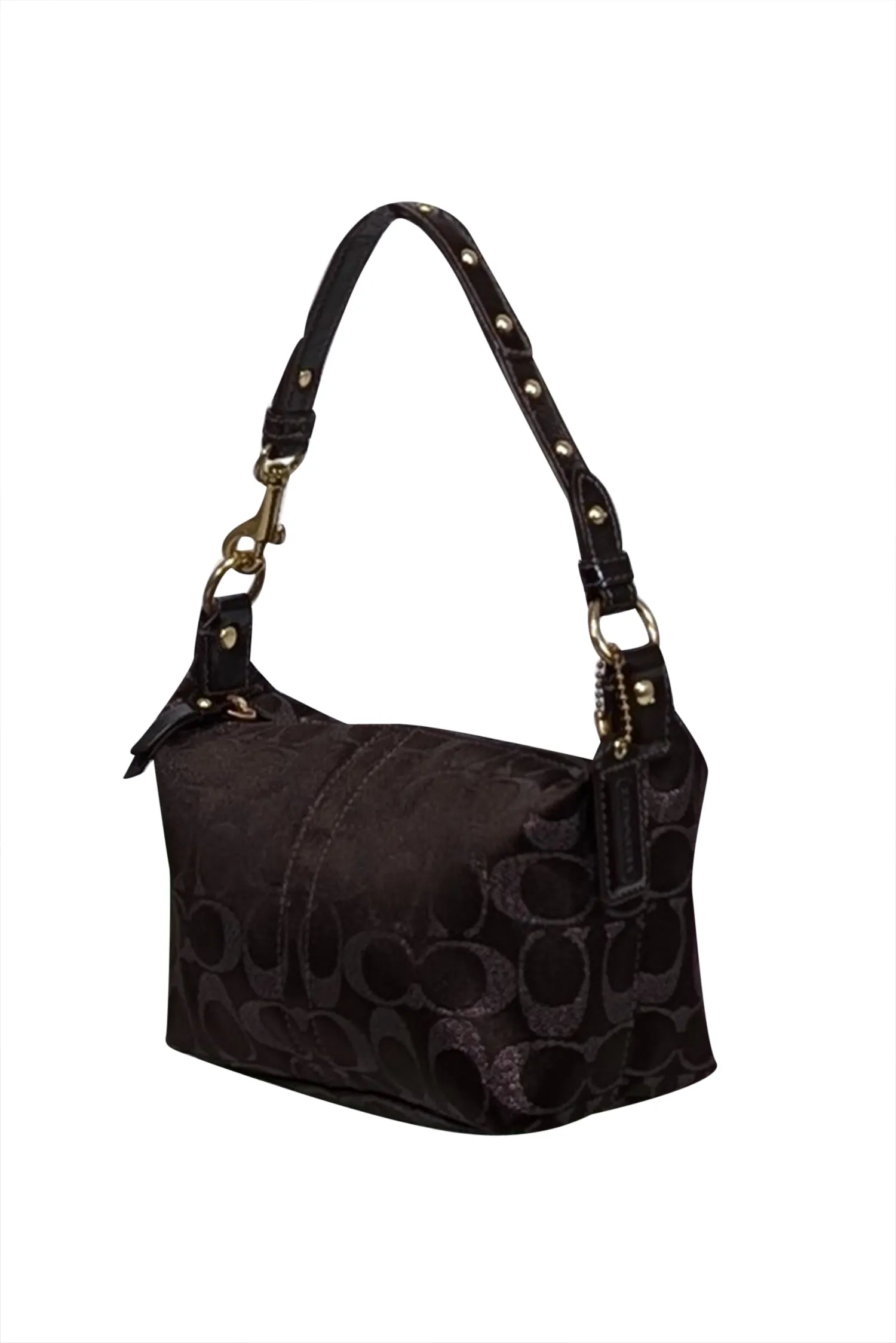 Coach - Brown Metallic Monogram Mini Shoulder Bag