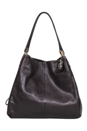 Coach - Dark Brown Pebbled Leather Shoulder Bag