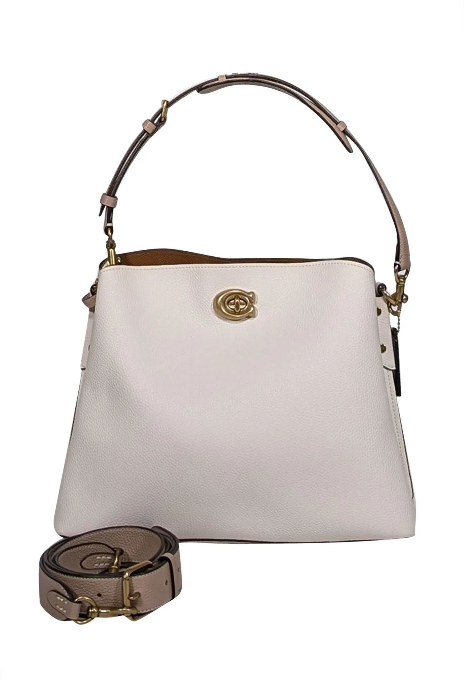 Coach - Ivory Pebbled Leather Willow Shoulder bag w/ Beige Straps