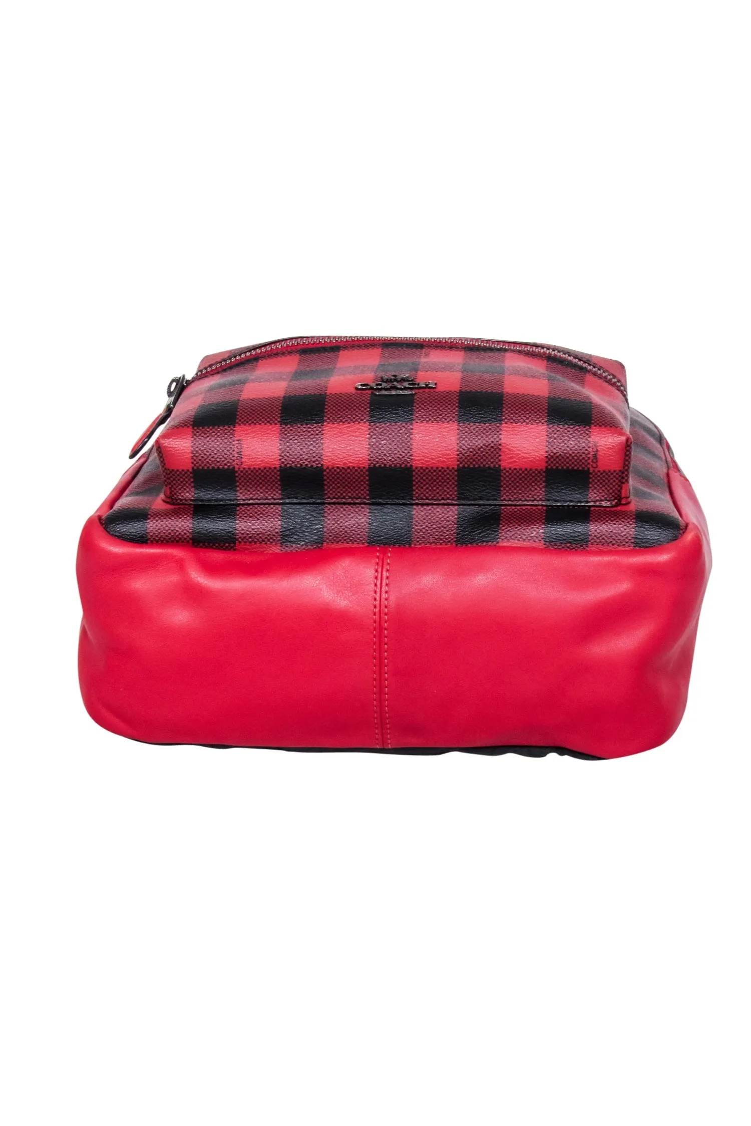 Coach - Red & Black Gingham Print Medium Charlie Backpack