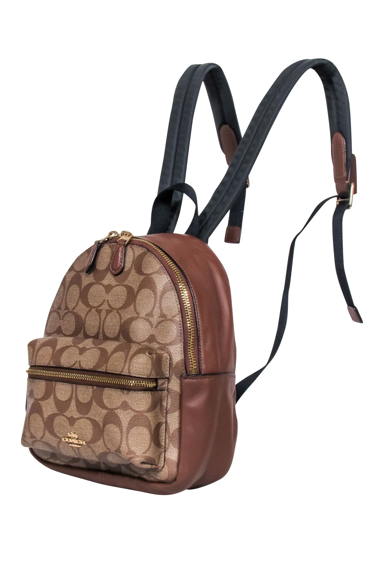 Coach - Tan & Brown Monogram Coated Canvas & Leather Mini Backpack