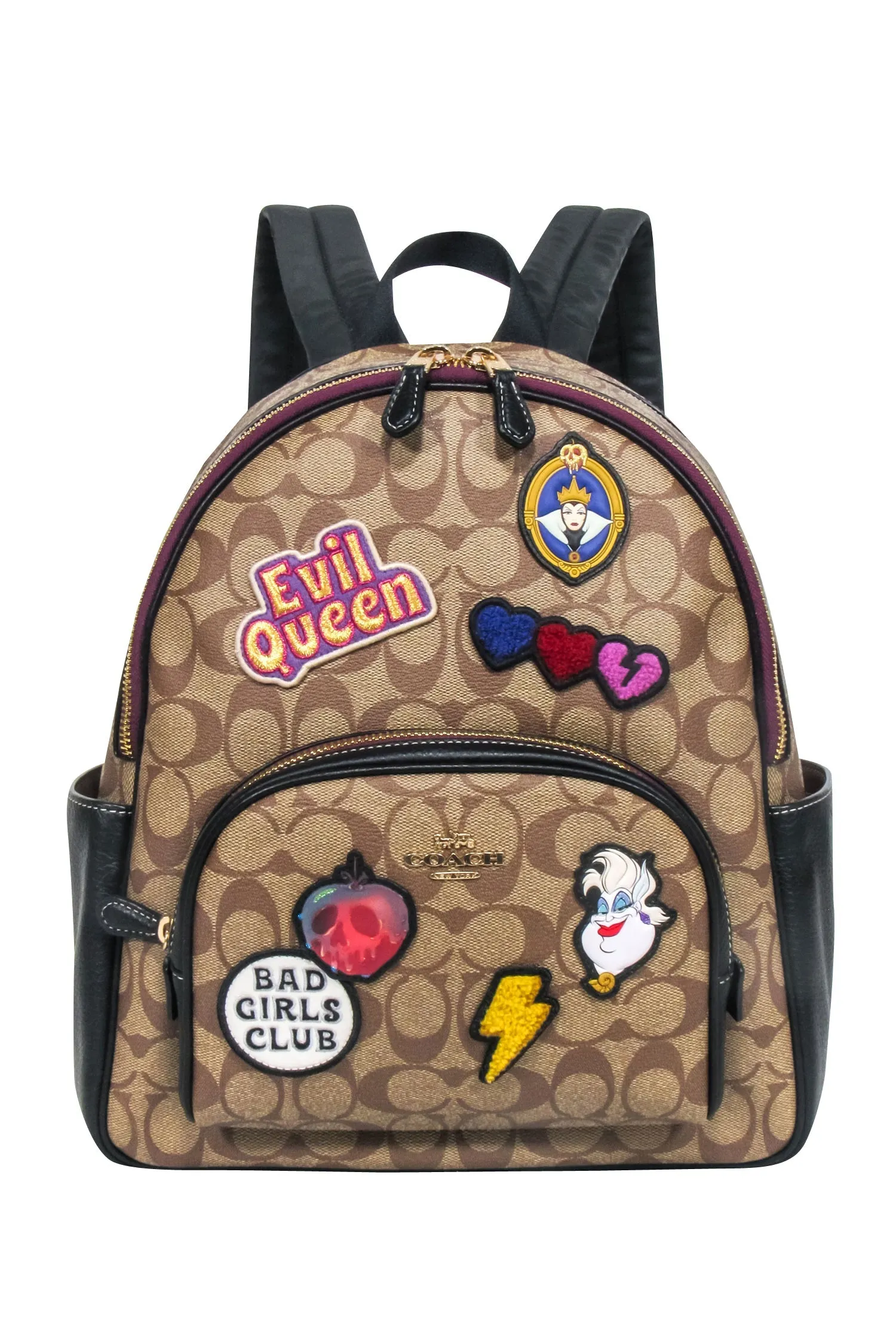 Coach - Tan Monogram Coated Canvas Backpack w/ Disney's Villain Court Patches