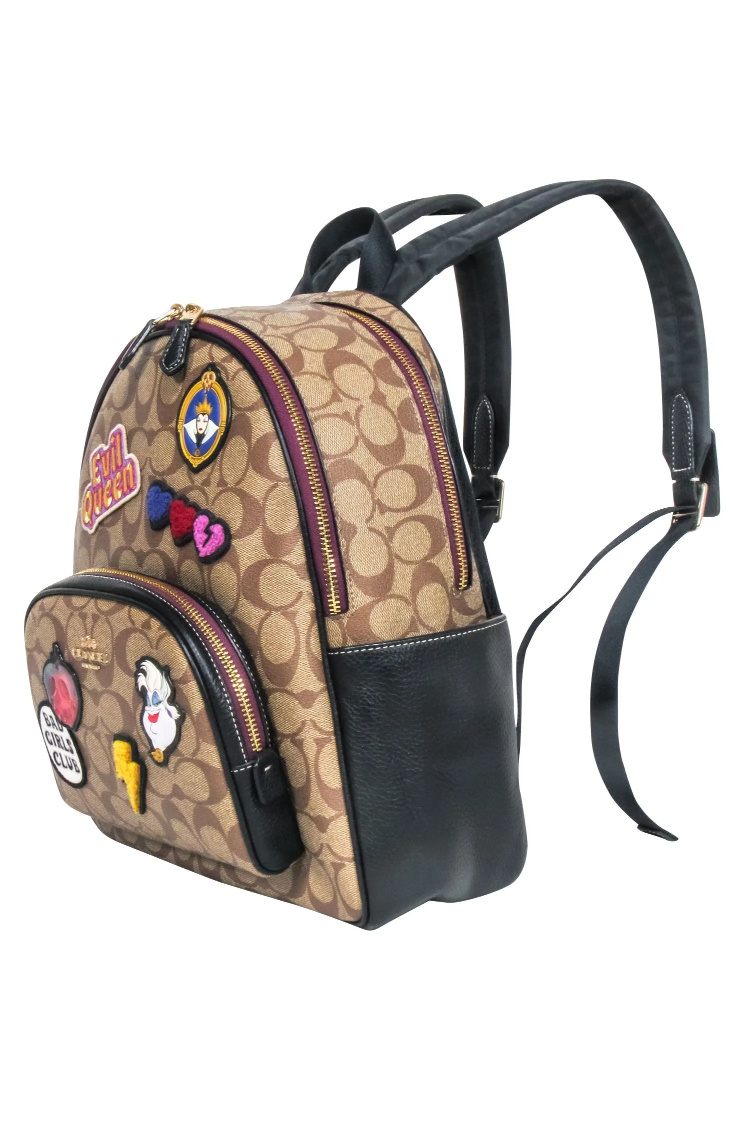 Coach - Tan Monogram Coated Canvas Backpack w/ Disney's Villain Court Patches