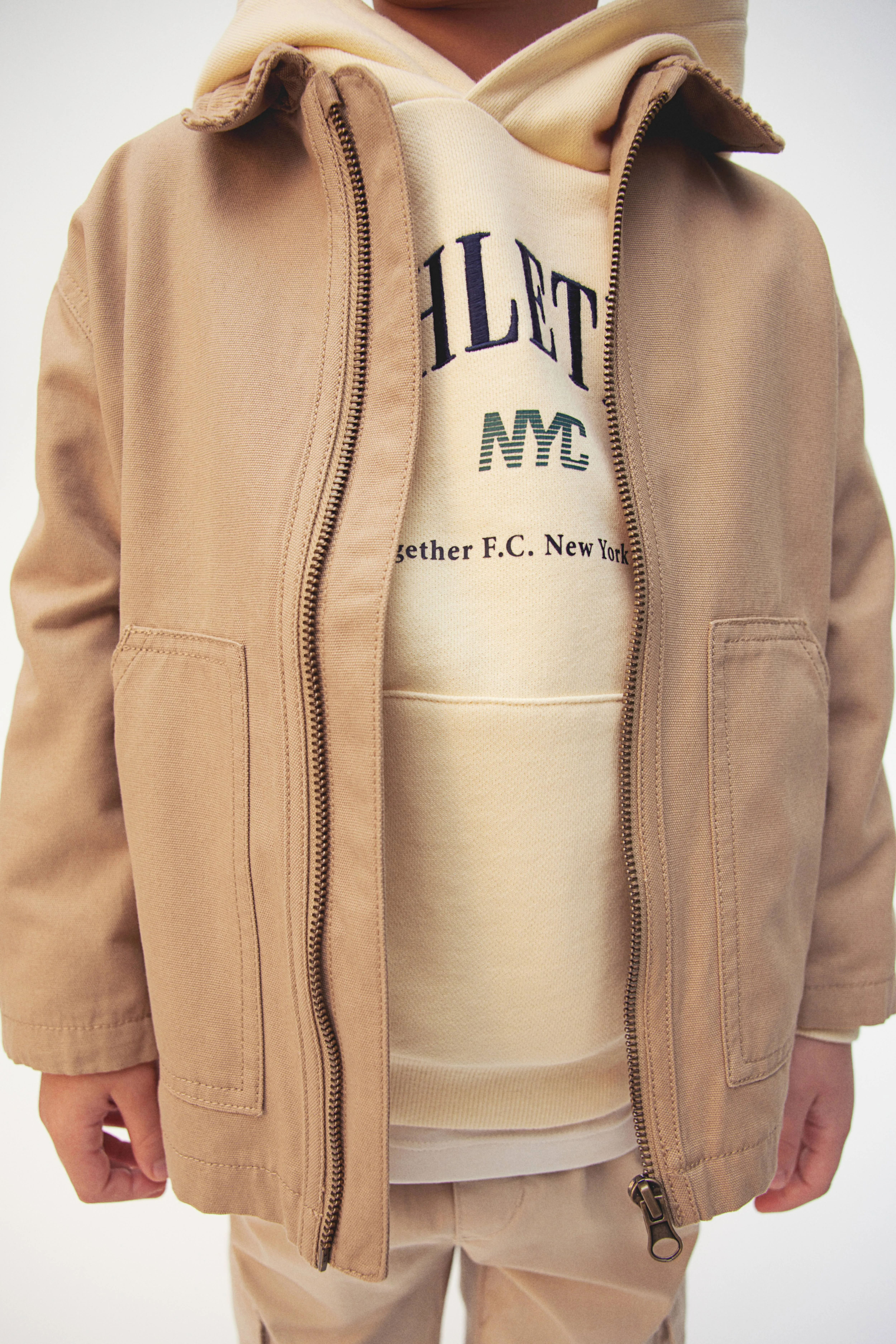 Cotton canvas jacket - Round neck - Long sleeve - Beige - Kids | H&M GB