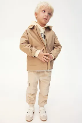 Cotton canvas jacket - Round neck - Long sleeve - Beige - Kids | H&M GB