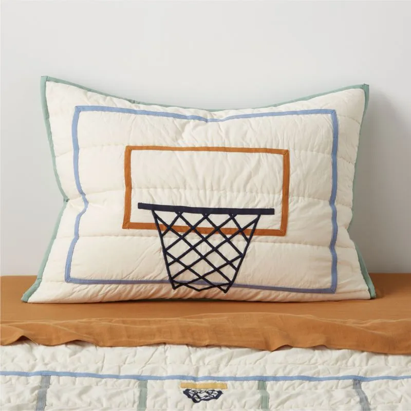 Crate&Barrel Modern Basketball Organic Cotton Kids Pillow Sham