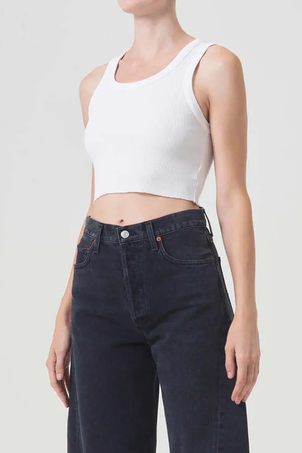 CROPPED POPPY TANK - White