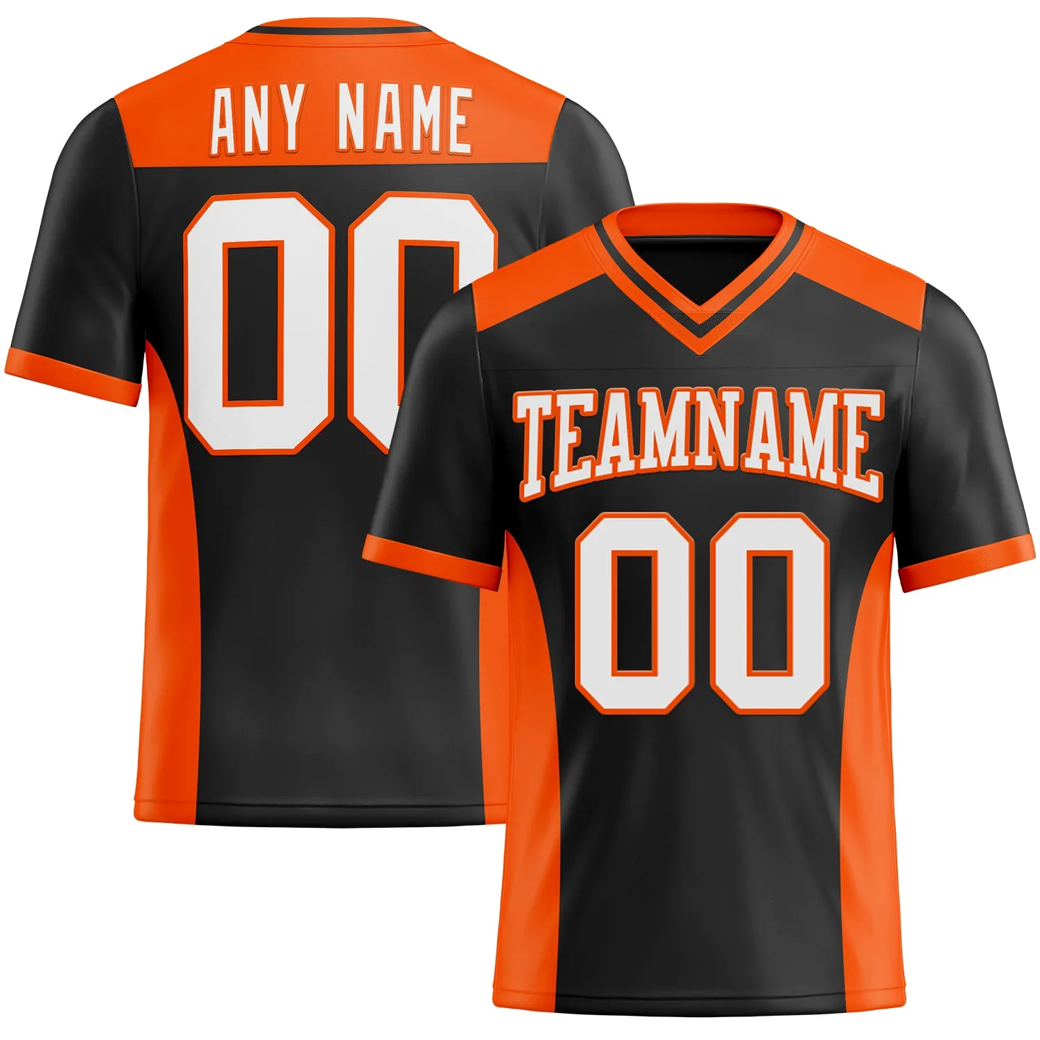 Custom Black White-Orange Mesh Authentic Football Jersey