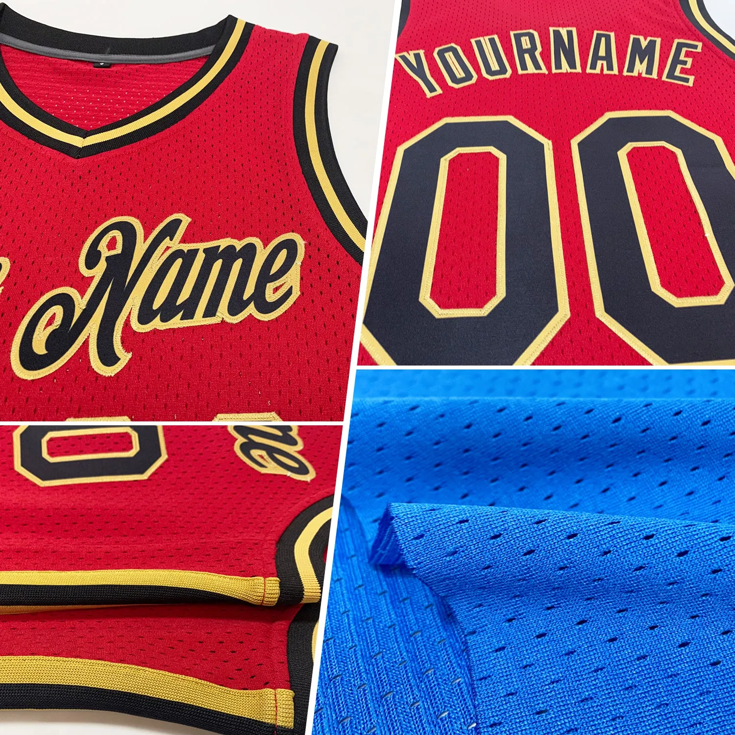 Custom Blue Gold-White Authentic Throwback Basketball Jersey