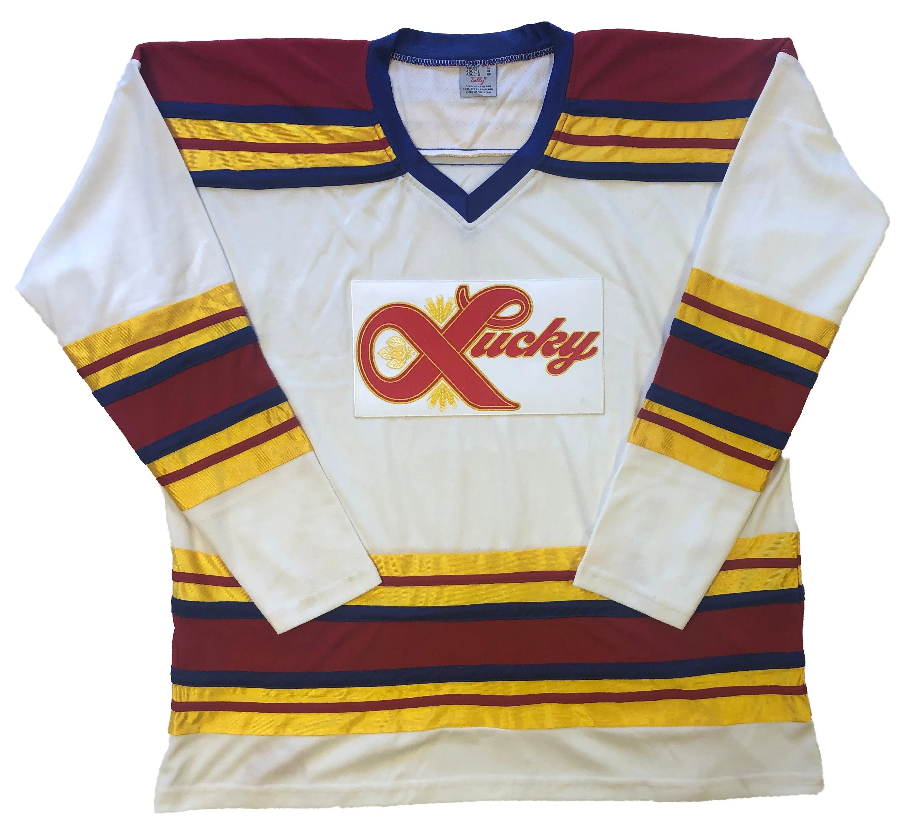 Custom Hockey Jerseys with a Lucky Embroidered Twill Logo