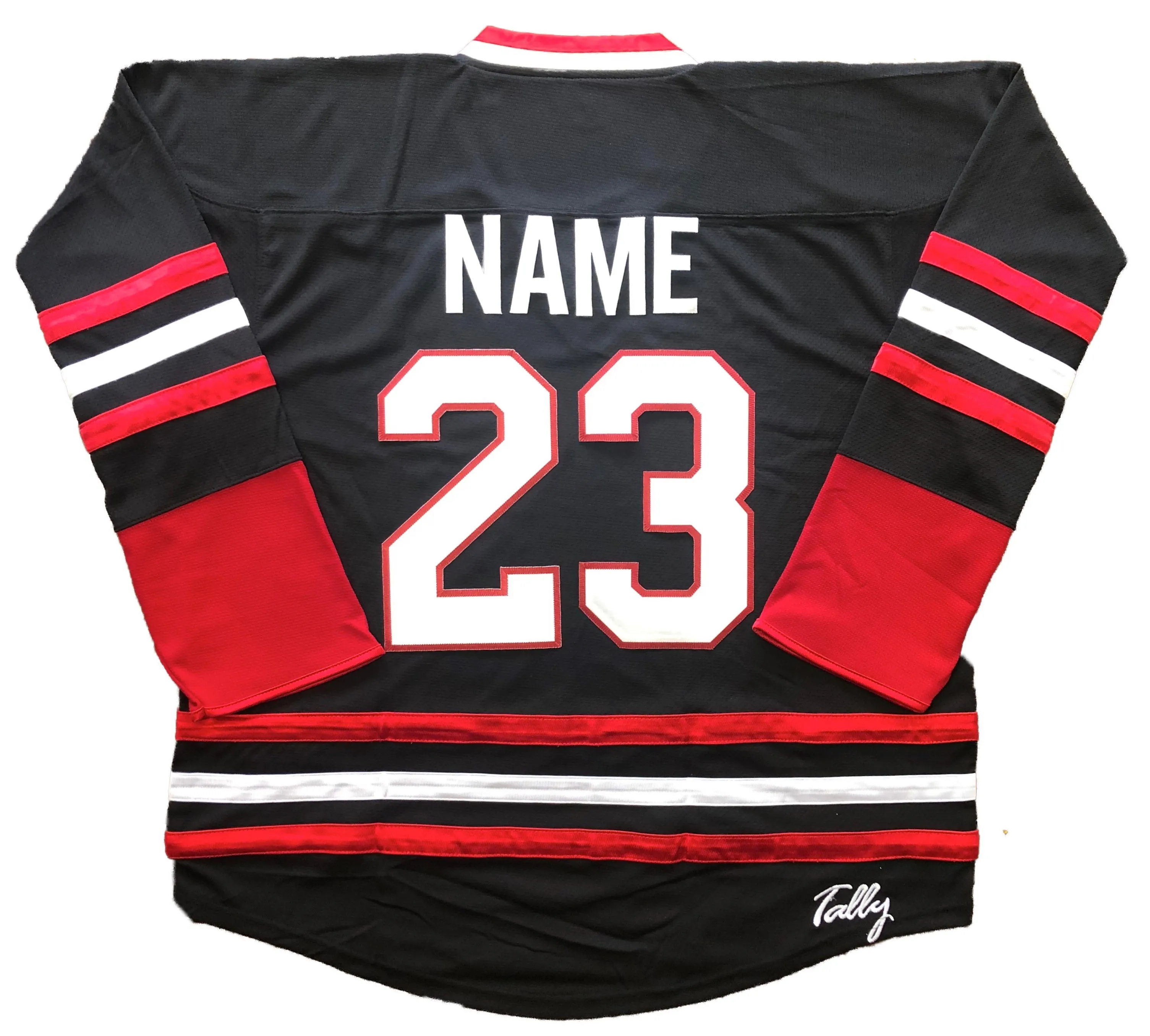 Custom Hockey Jerseys with a Van Halen Embroidered Twill Logo