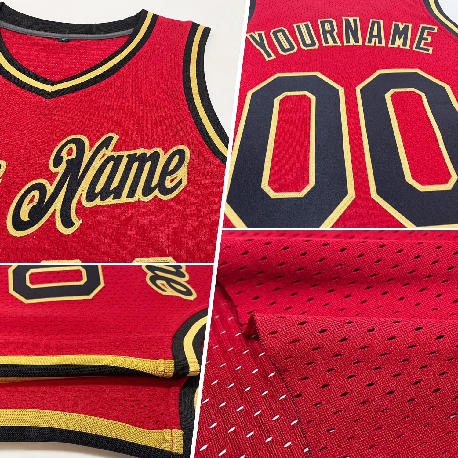 Custom Maroon Gold-Black Authentic Throwback Basketball Jersey