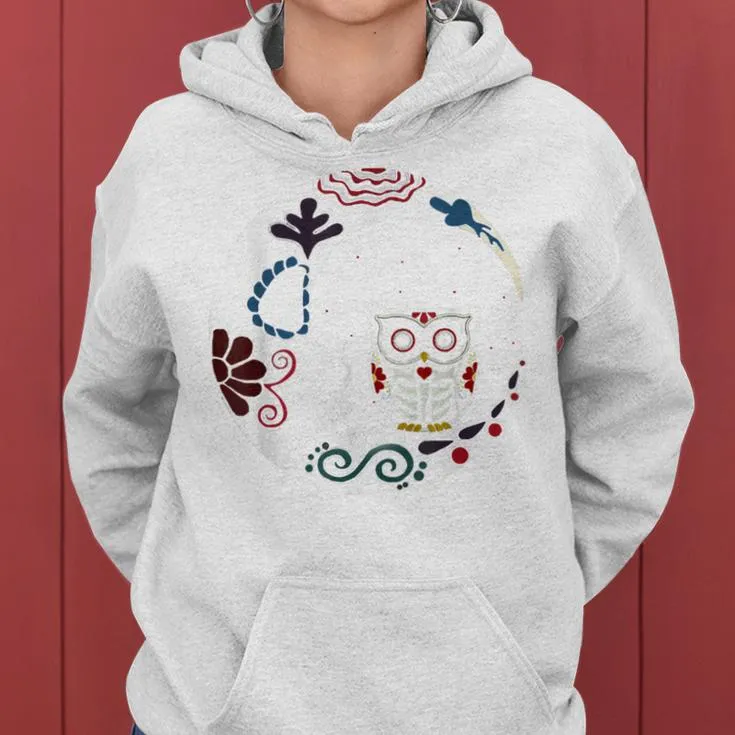 Cute Owl Sugar Skull Sitting On Scary Moon Horror Halloween Women Hoodie