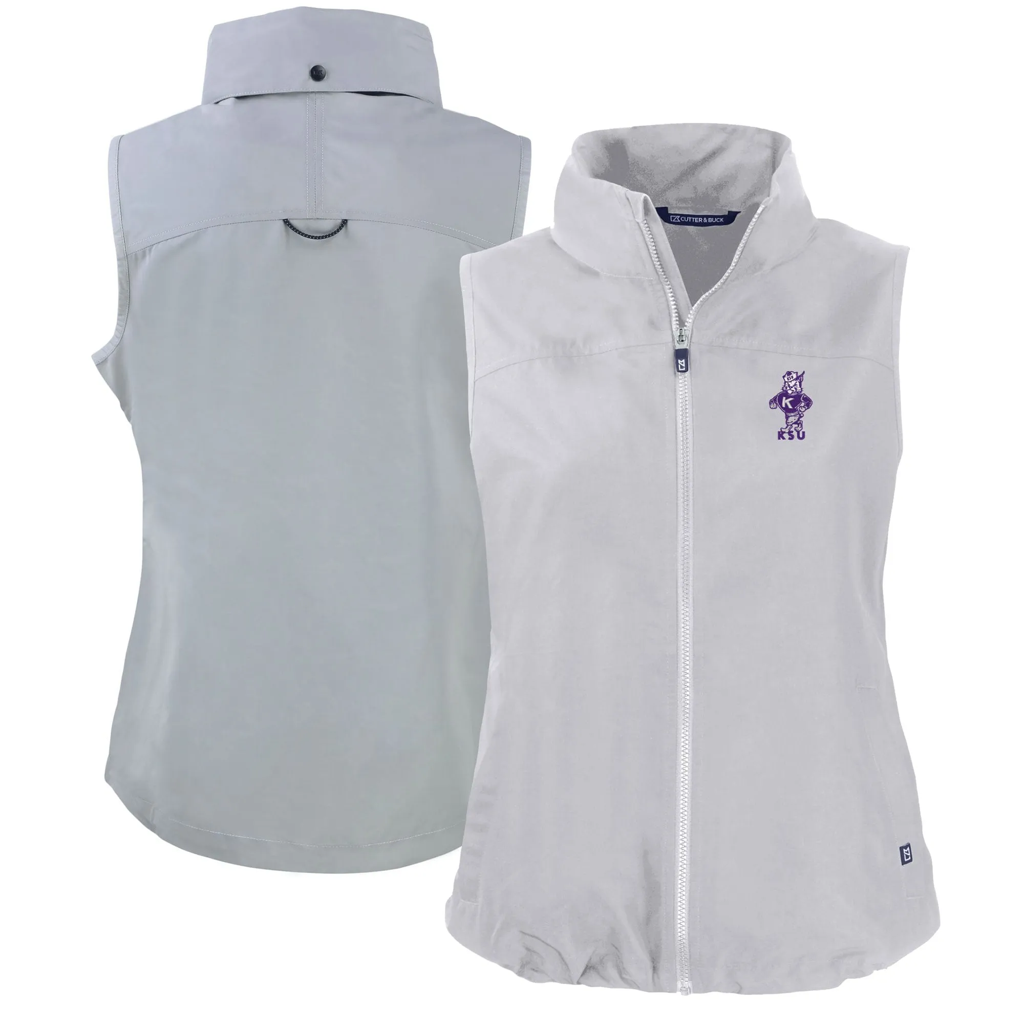 Cutter & Buck  Kansas State Wildcats Women's Gray Vault Charter Eco Recycled Full-Zip Vest