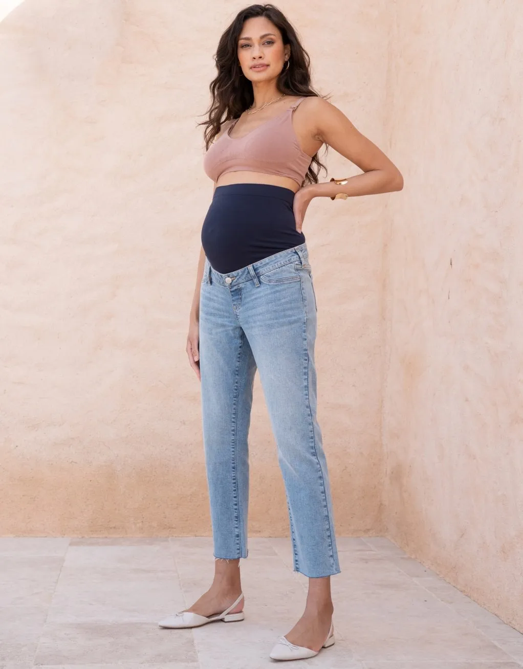 Delta | Over Bump Frayed Hem Maternity Jeans