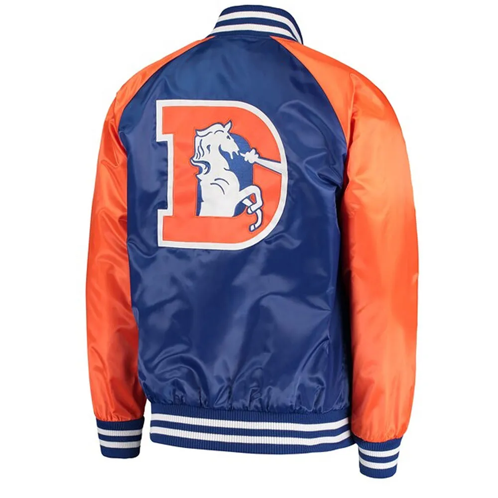 Denver Broncos Lead-Off Orange and Royal Blue Varsity Satin Jacket