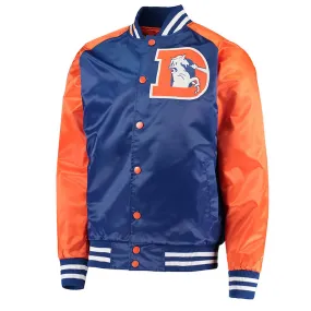 Denver Broncos Lead-Off Orange and Royal Blue Varsity Satin Jacket