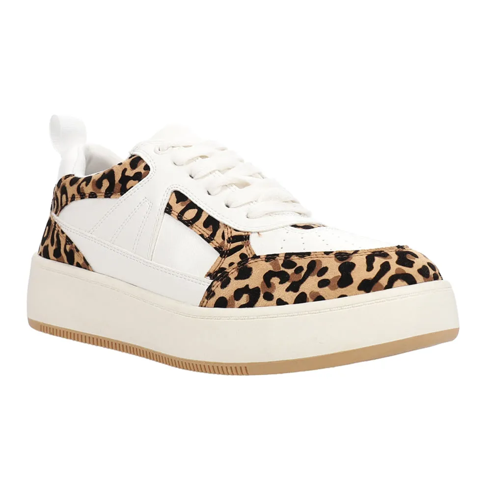 Dice Leopard Print Lace Up Sneakers