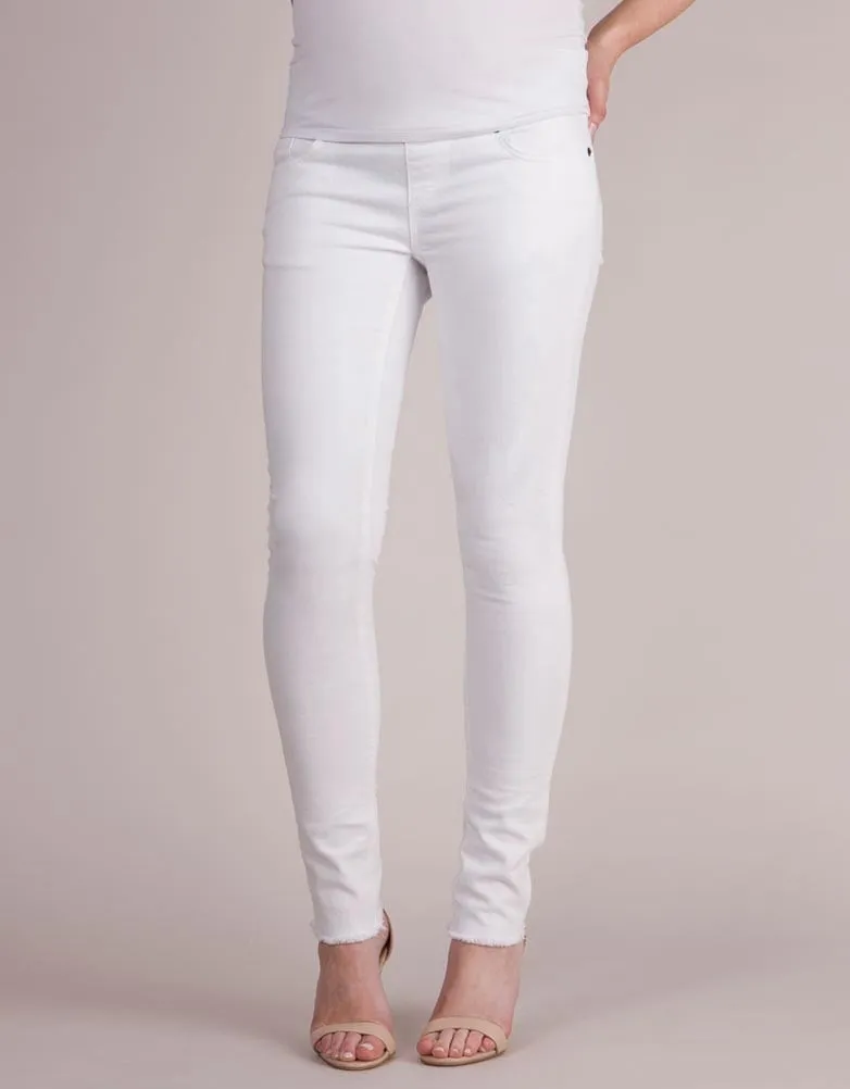 Distressed Slim White Maternity Jeans