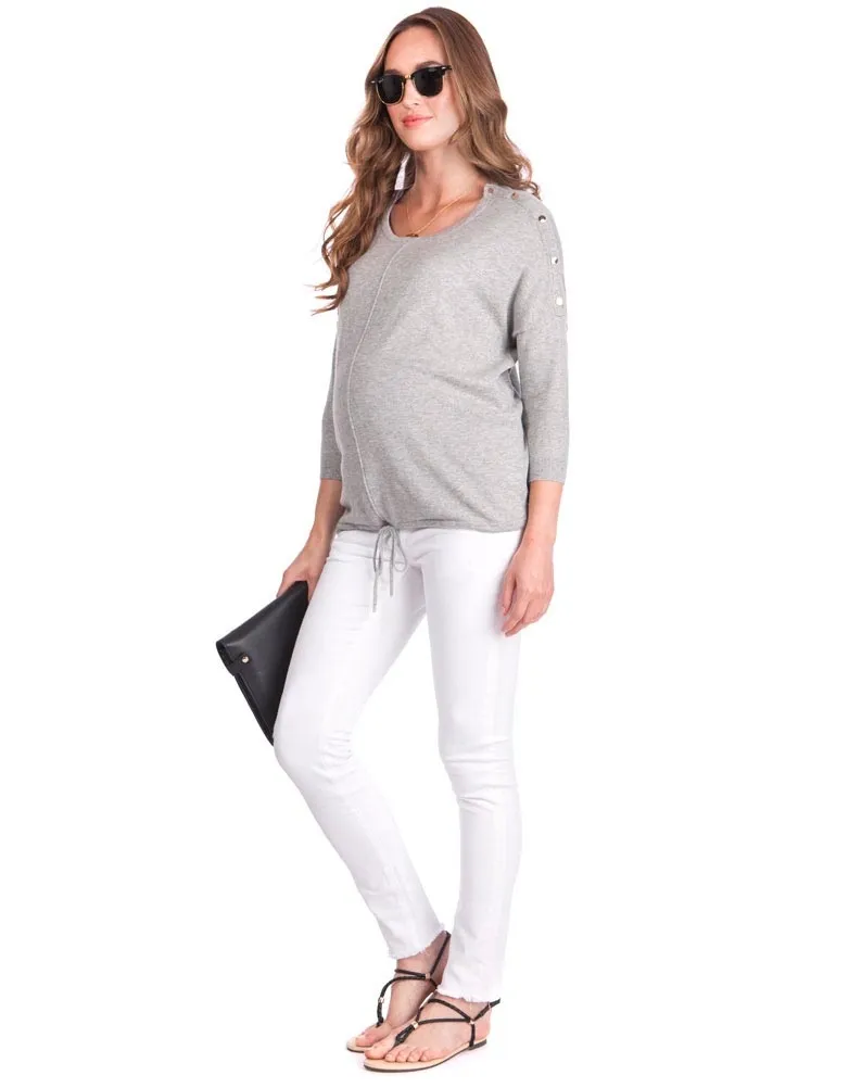 Distressed Slim White Maternity Jeans