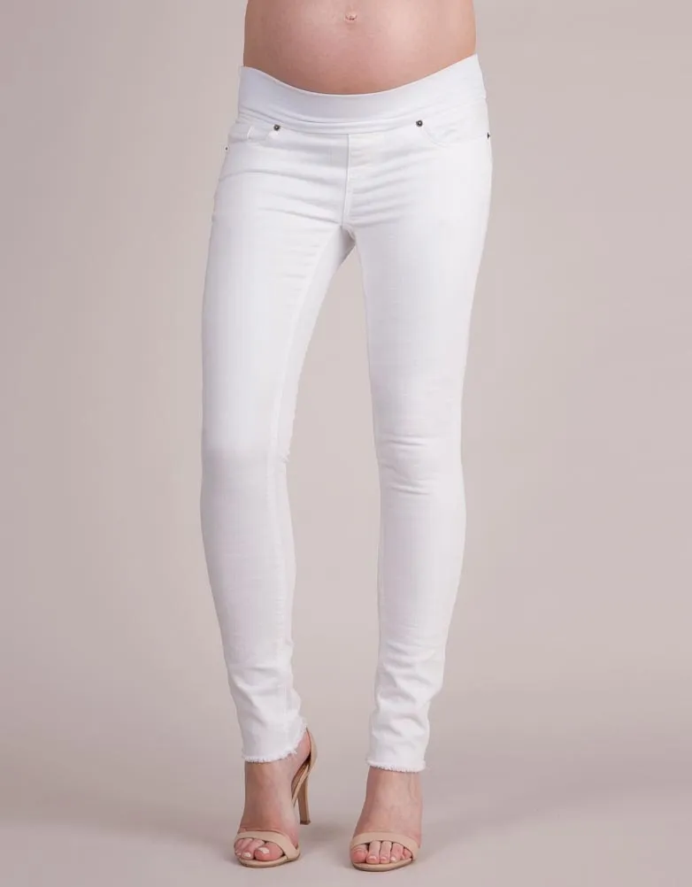 Distressed Slim White Maternity Jeans