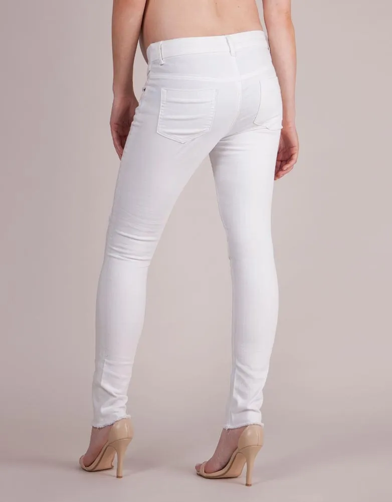 Distressed Slim White Maternity Jeans