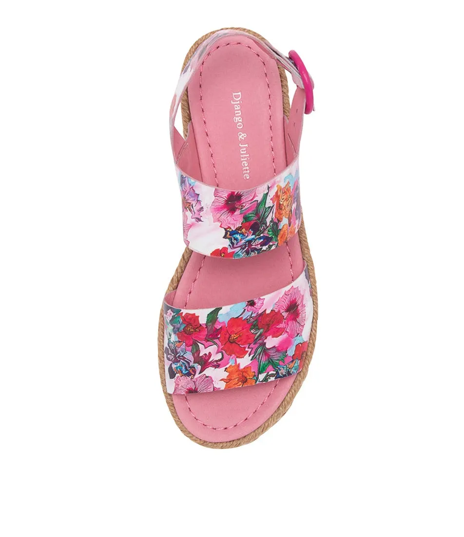 DJANGO & JULIETTE Atha Poppy Print Leather Sandals