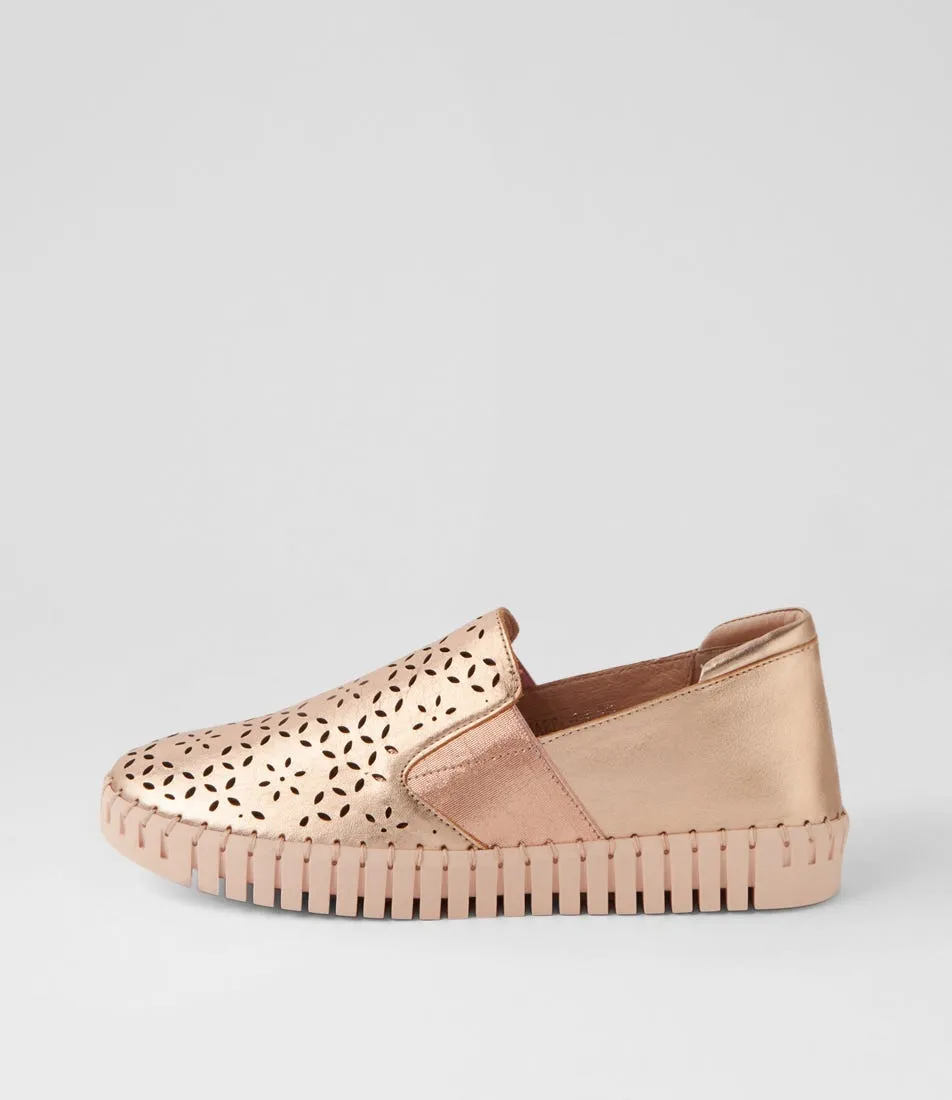 DJANGO & JULIETTE Harel Rose Gold Nude Leather Sneakers