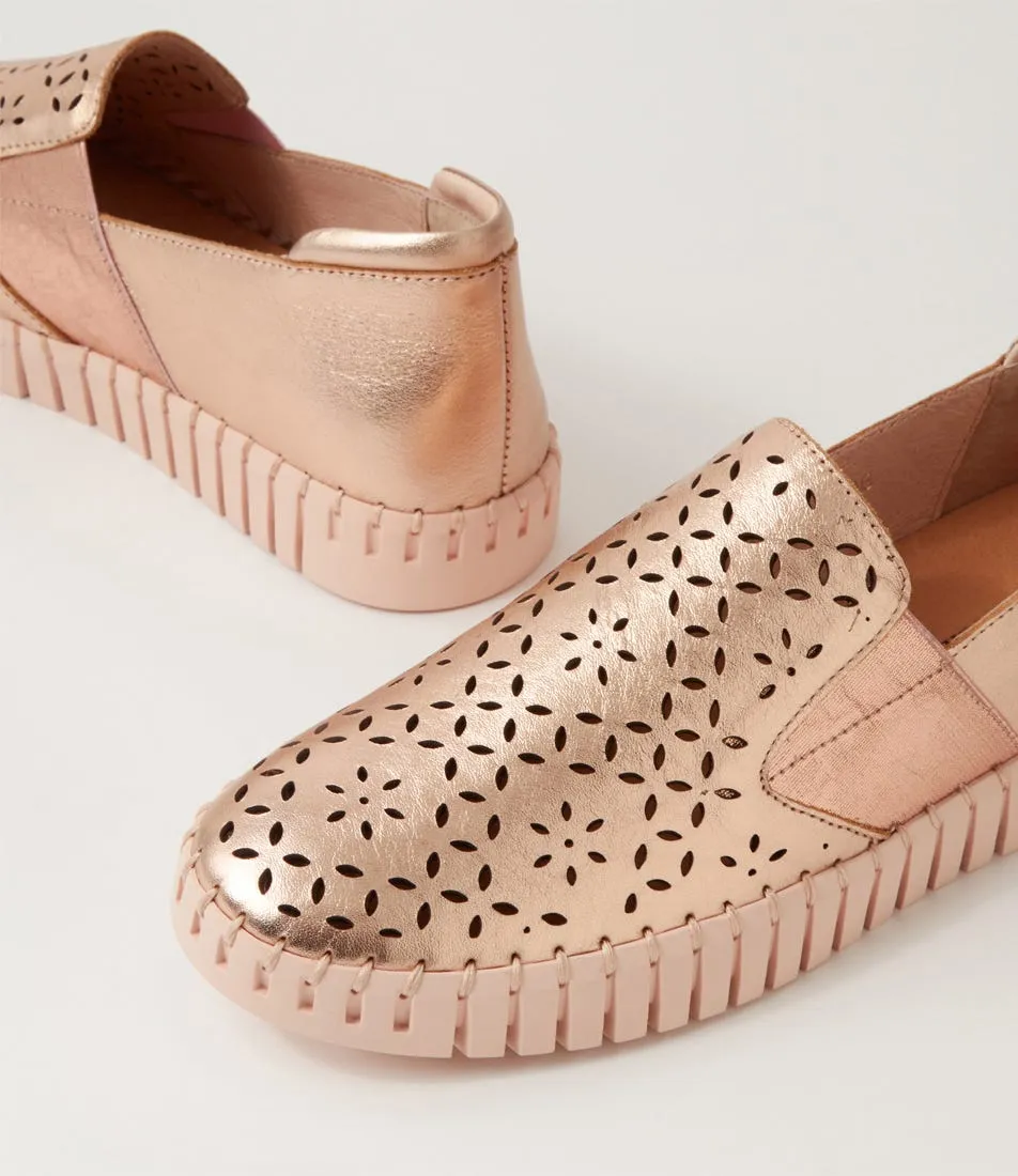 DJANGO & JULIETTE Harel Rose Gold Nude Leather Sneakers