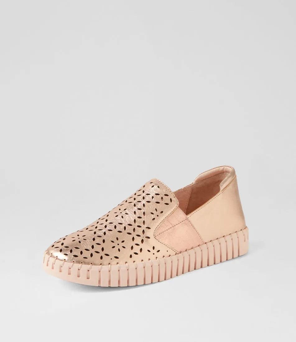 DJANGO & JULIETTE Harel Rose Gold Nude Leather Sneakers