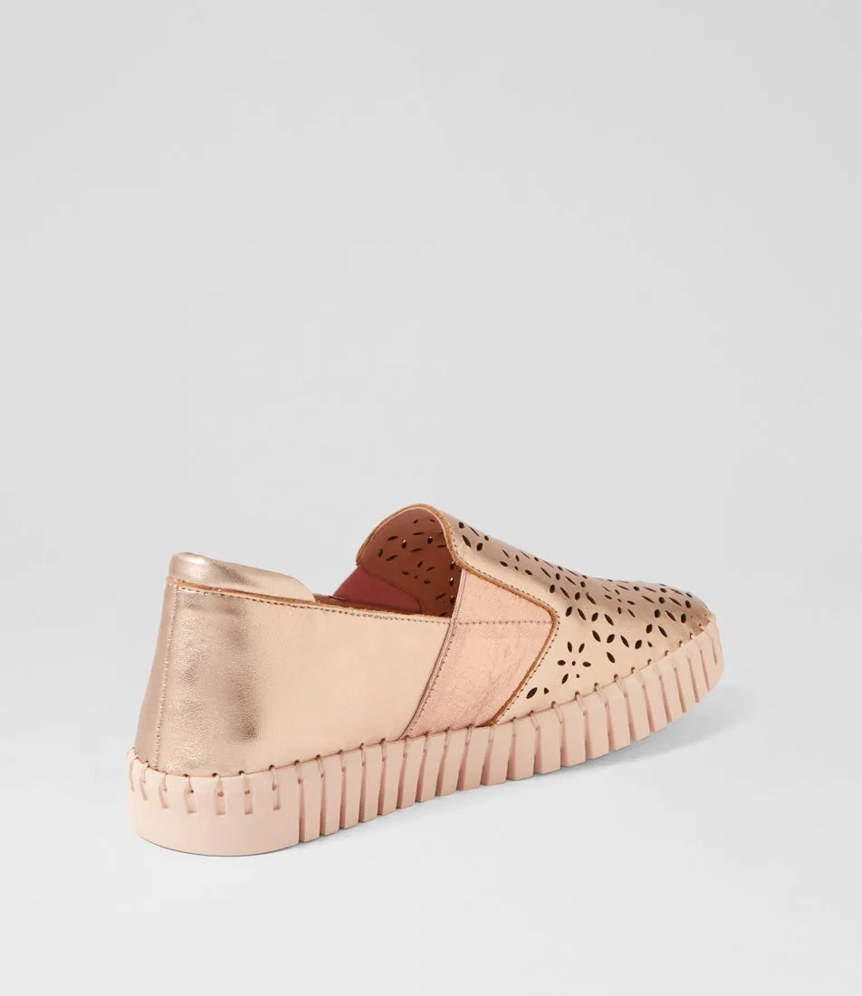 DJANGO & JULIETTE Harel Rose Gold Nude Leather Sneakers