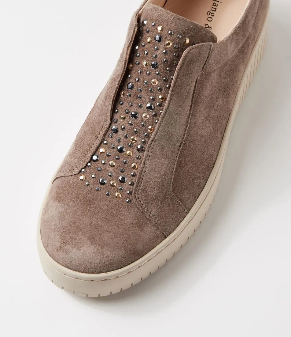 DJANGO & JULIETTE Kangie Taupe Bronze Suede Leather Sneakers