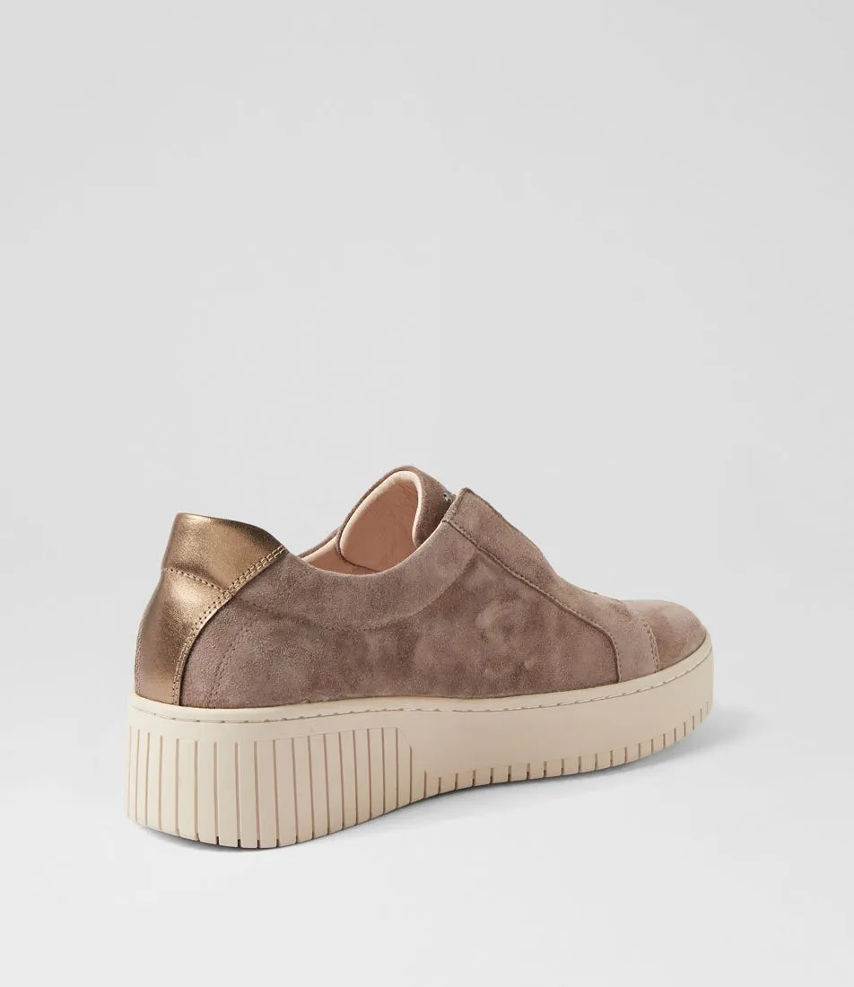 DJANGO & JULIETTE Kangie Taupe Bronze Suede Leather Sneakers