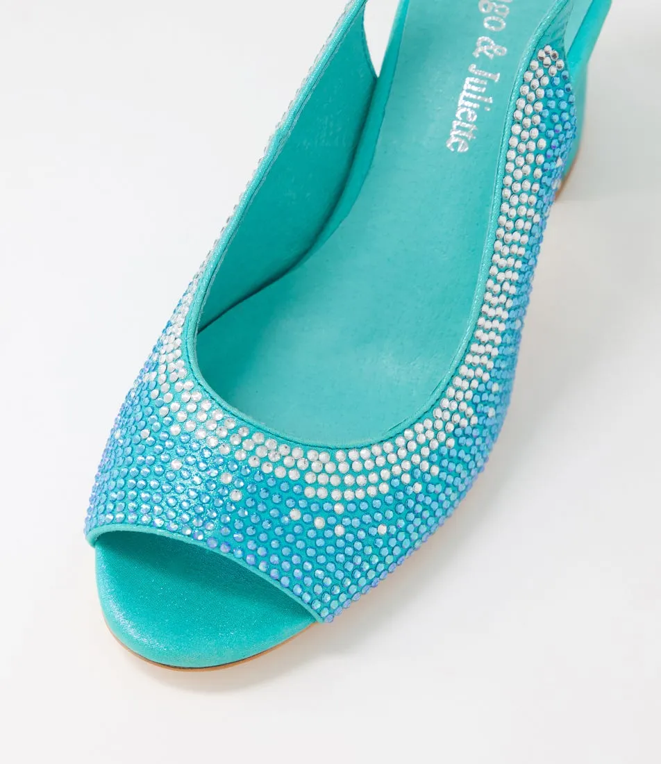 DJANGO & JULIETTE Kerry Aqua Shimmer Multi Sandals