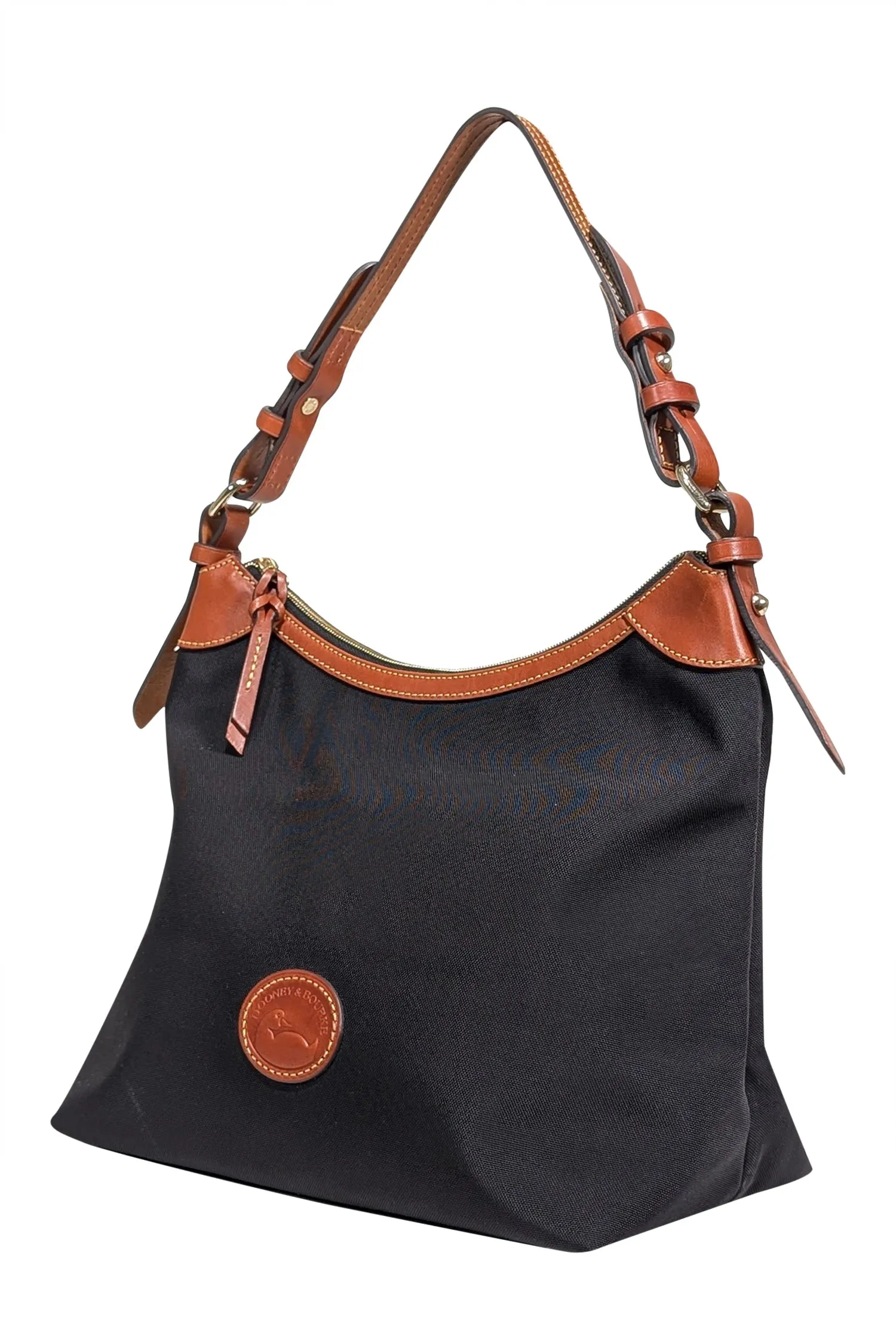 Dooney & Bourke - Black Canvas Shoulder Bag w/Leather Trims