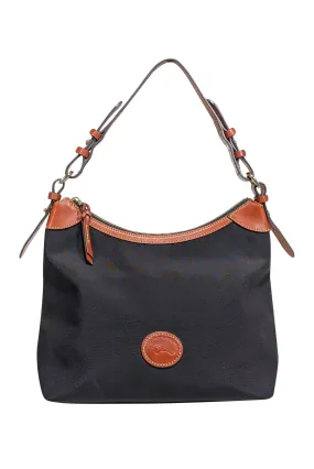 Dooney & Bourke - Black Canvas Shoulder Bag w/Leather Trims