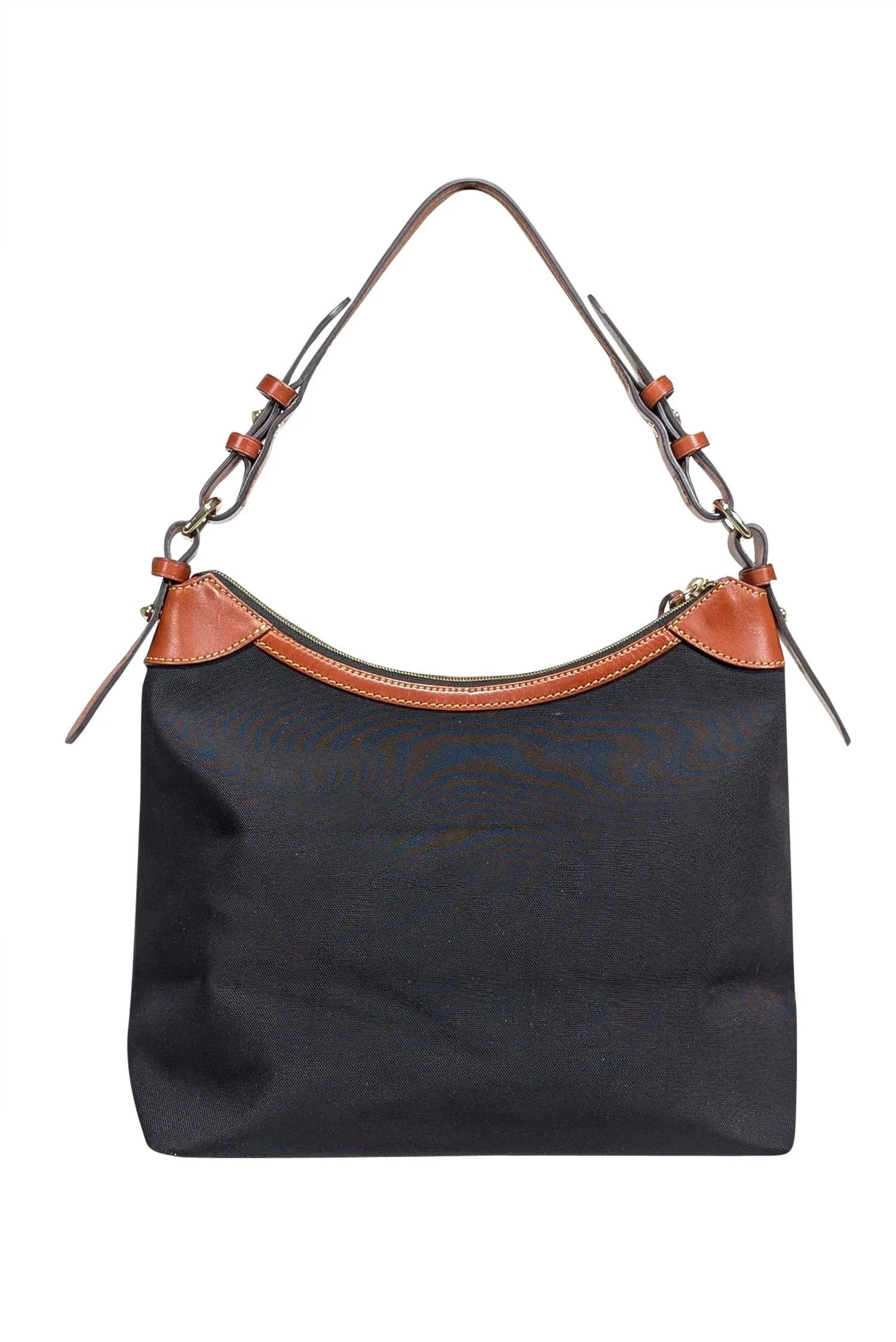 Dooney & Bourke - Black Canvas Shoulder Bag w/Leather Trims