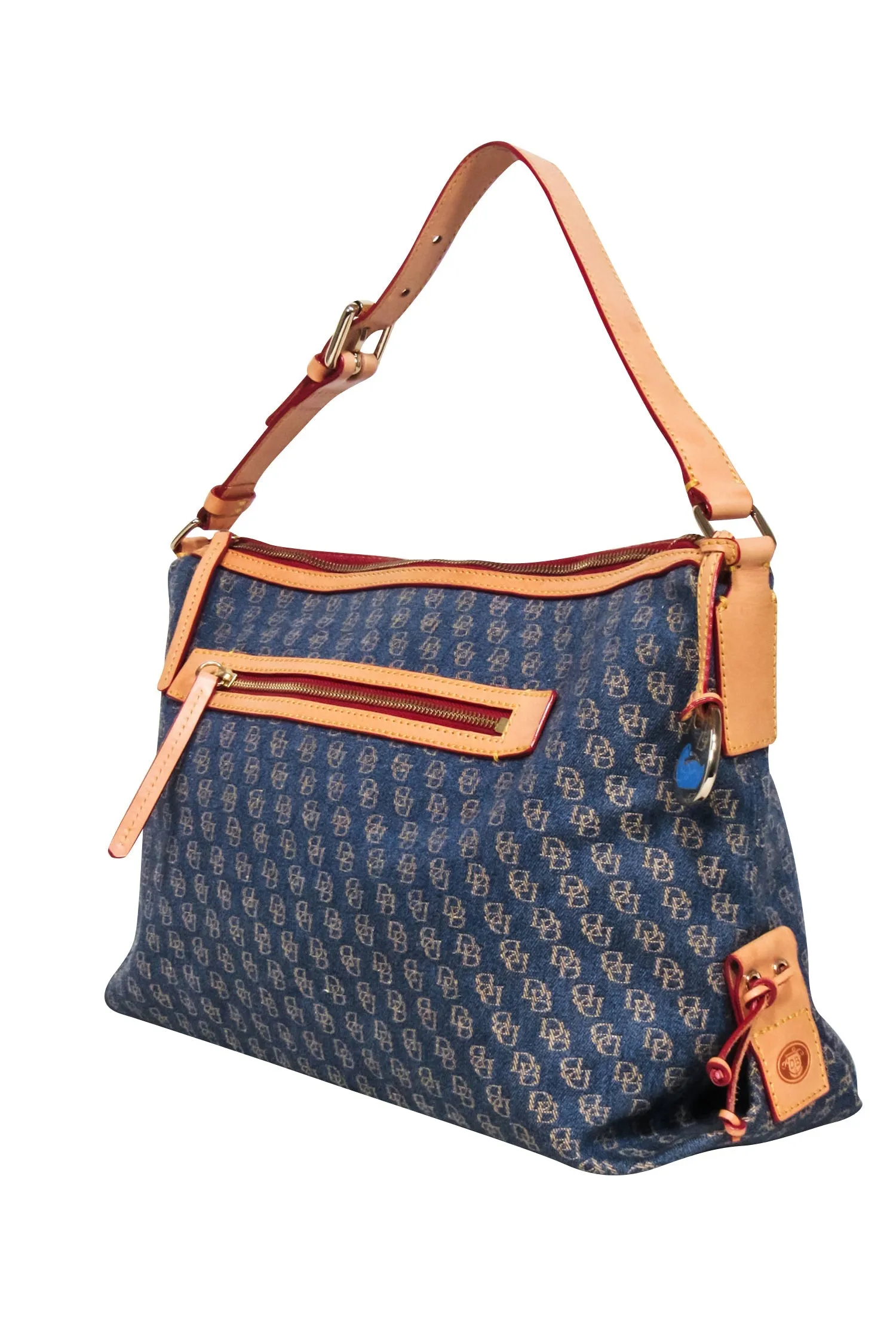 Dooney & Bourke - Blue Denim Logo Brocade Shoulder Bag