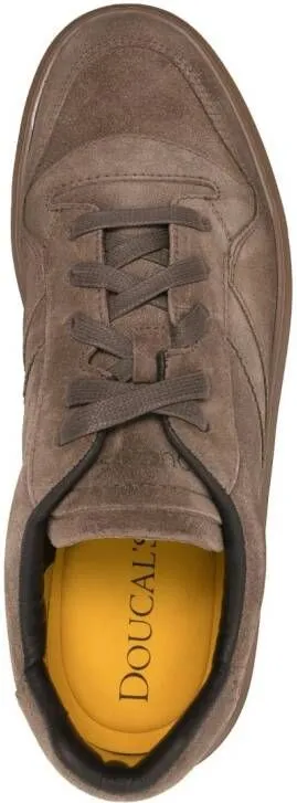 Doucal's logo-debossed suede sneakers Brown