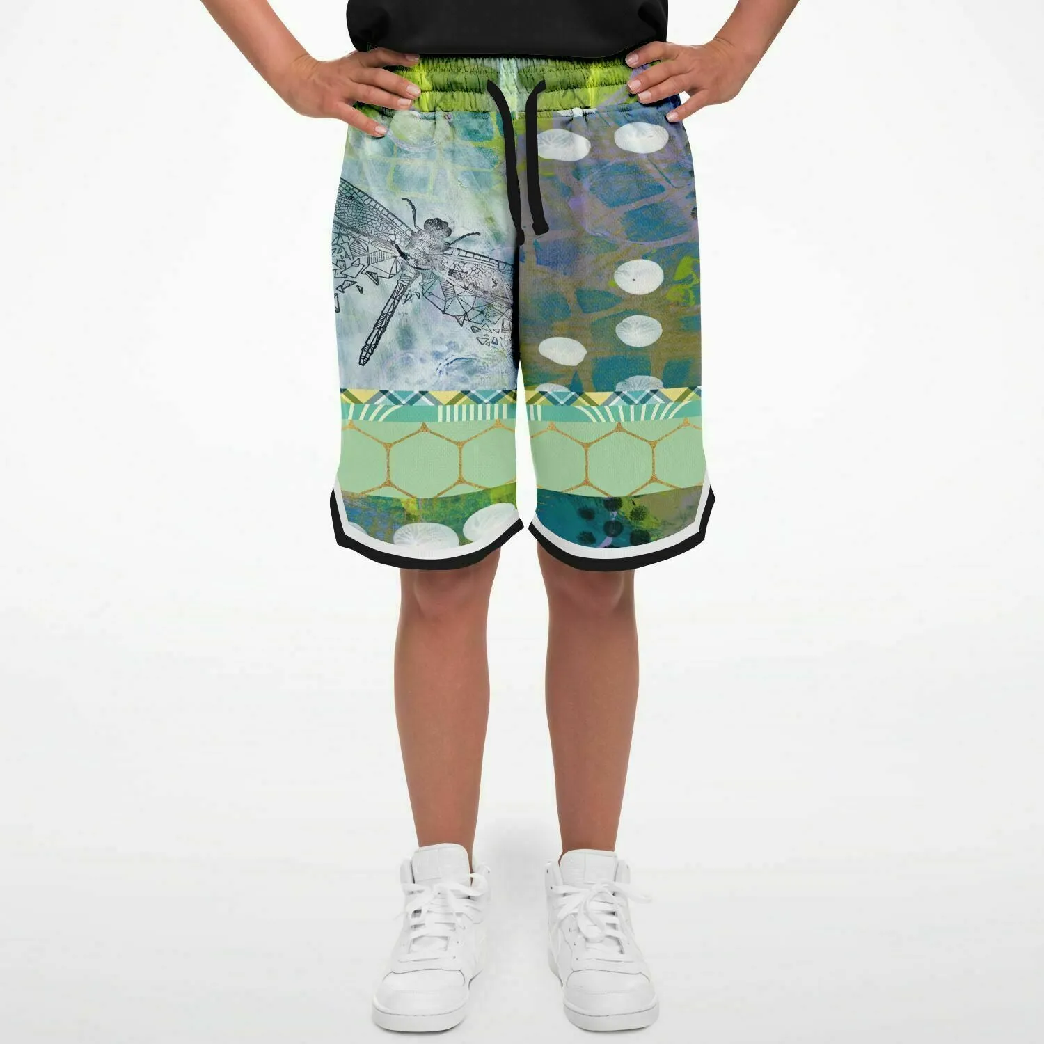 Dragonfly Abstract Print Basketball Shorts