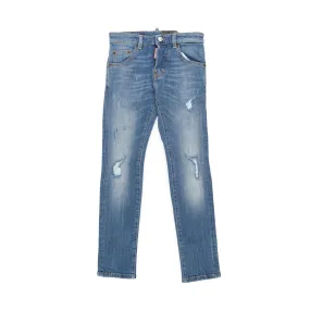 Dsquared2 Light Slim Fit Jeans With Rippings For Boys