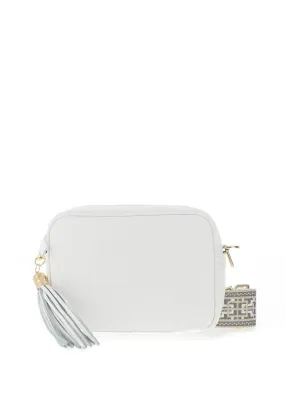 Elie Beaumont Leather Tapestry Strap Crossbody Bag, White